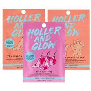 HOLLER AND GLOW Hand & Foot Mask Trio (3 Pack) BRAND NEW‎ IN PACKAGE